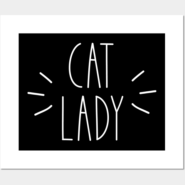 Cat Lady | Simple | White Wall Art by PrinceSnoozy